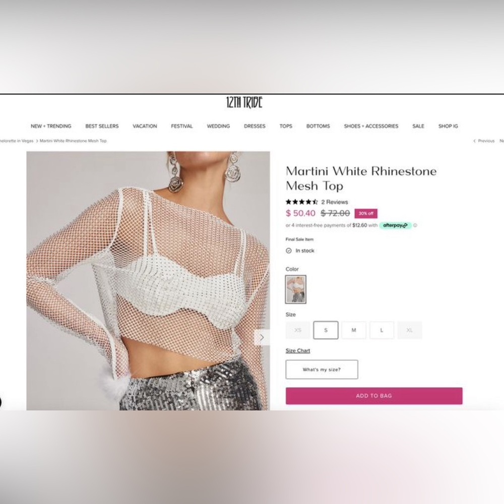 Rhinestone mesh top - New with tag! Size XS
